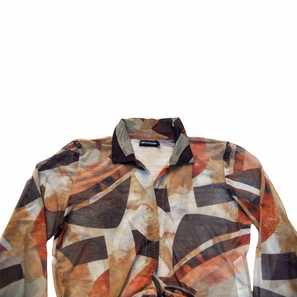 Two Piece Sheer Geometric Set Crop Top and Wide Legged Pants - Picture 8 of 8